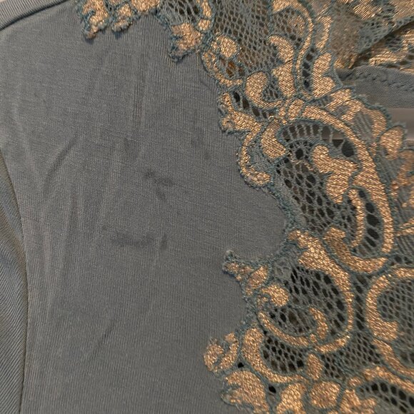 Green Lace Trim Top Size Small Y2K Maternity Boho Coastal Style - Picture 5 of 6